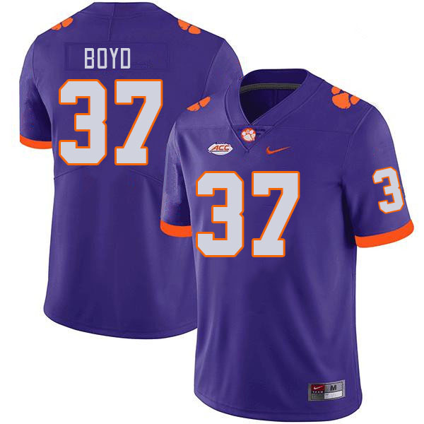 Men's Clemson Tigers Liam Boyd #37 College Purple NCAA Authentic Football Stitched Jersey 23QV30IL